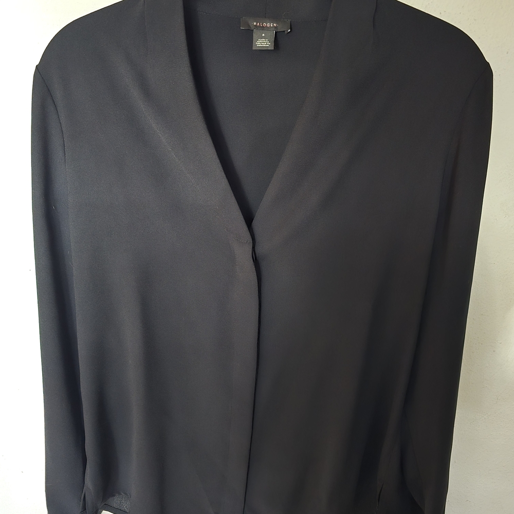 Halogen Charcoal V-Neck Blouse